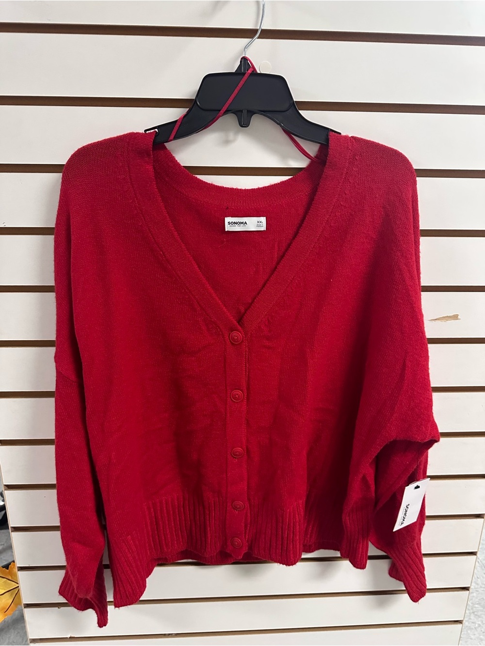 SONOMA Red V-Neck Button-Front Cardigan